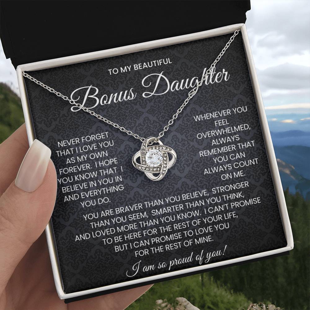 Bonus Daughter Love Knot Necklace Gift