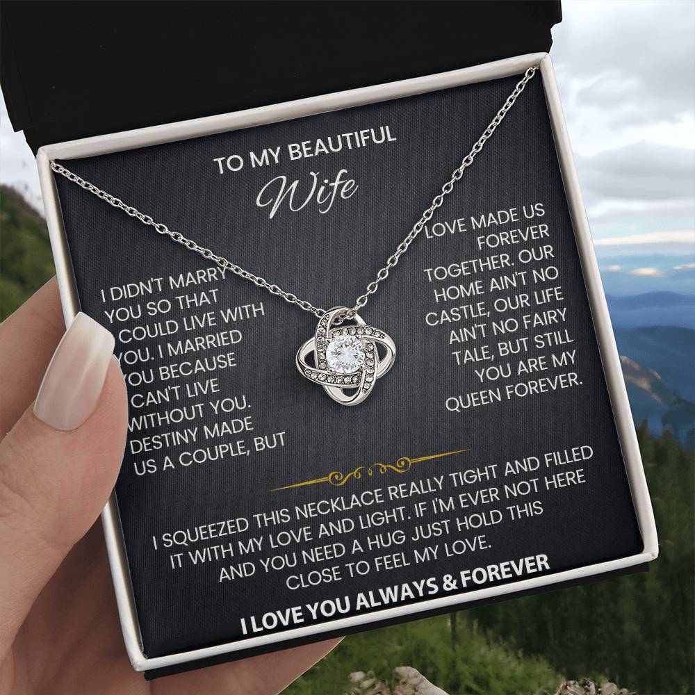 To My Beautiful Wife Love Knot Necklace