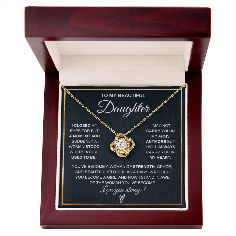 To My Daughter Love Knot Necklace