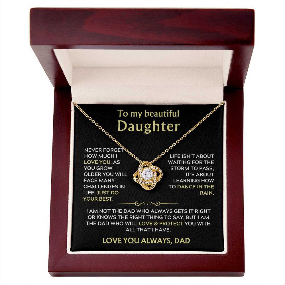 Dad to Daughter Love Knot Necklace Gift