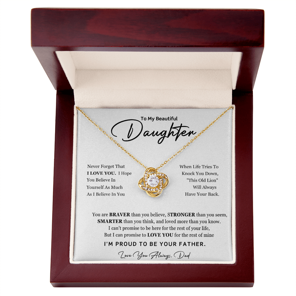 To My Daughter Love Knot Necklace