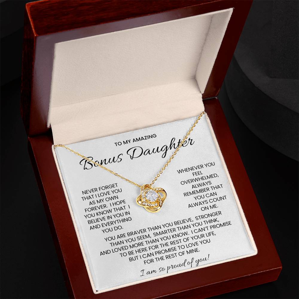 Bonus Daughter Love Knot Necklace Gift