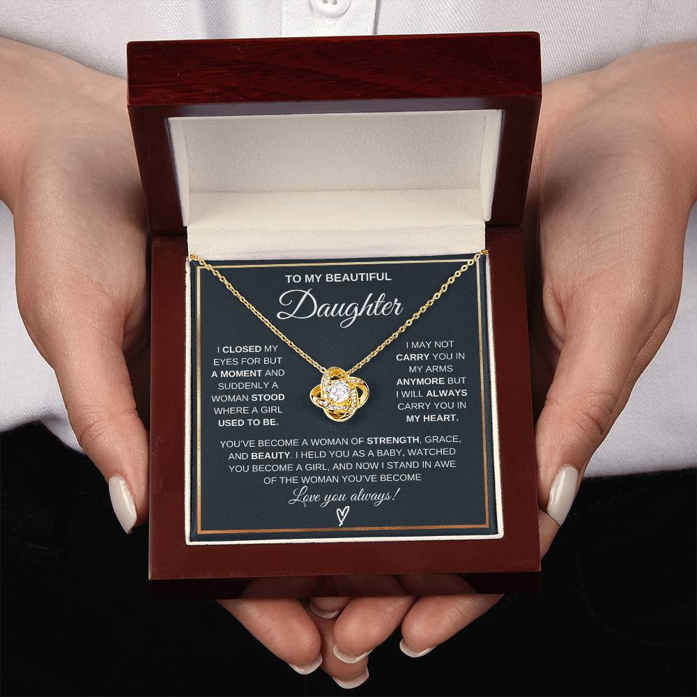 To My Daughter Love Knot Necklace