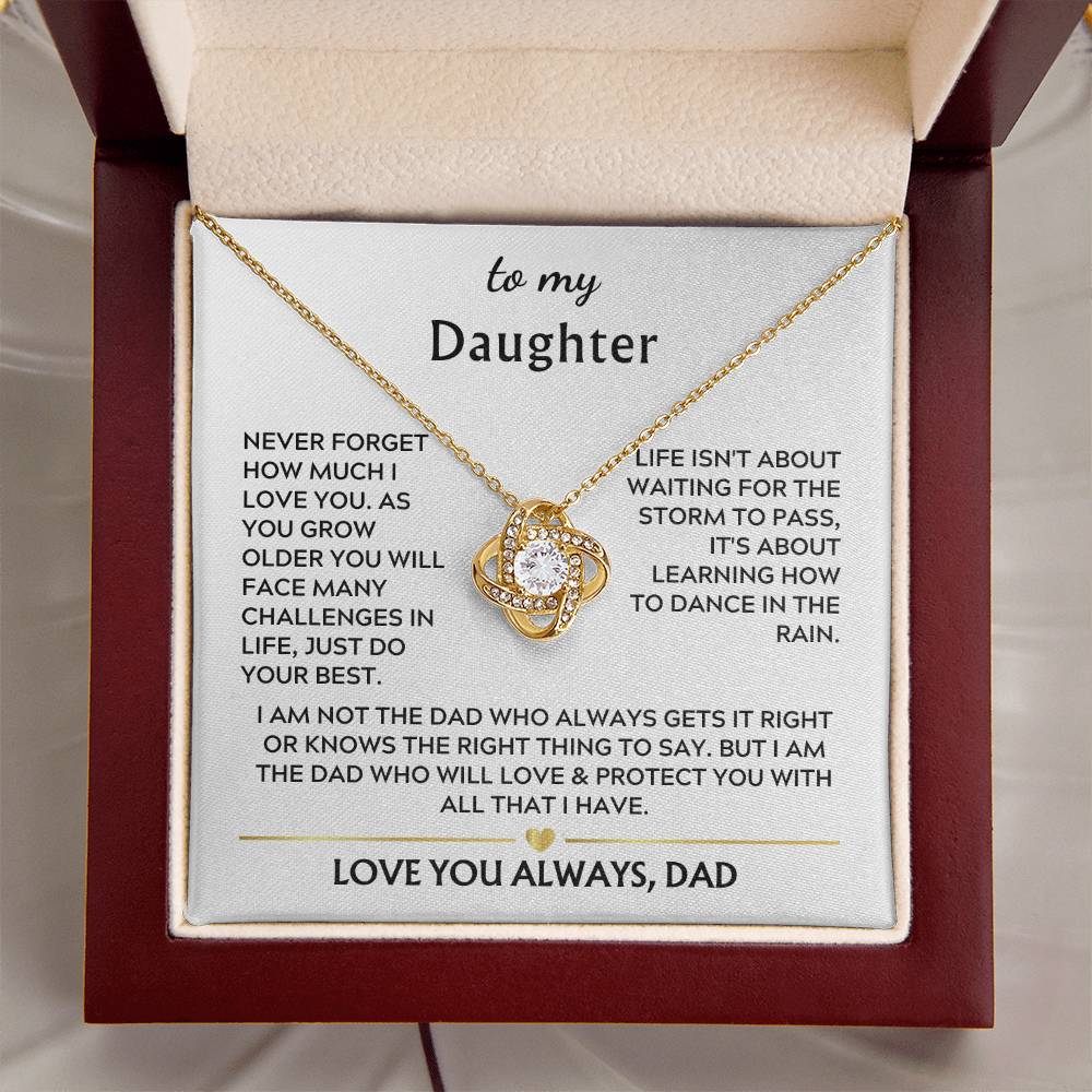 To Daughter from Dad Love Knot Necklace Gift