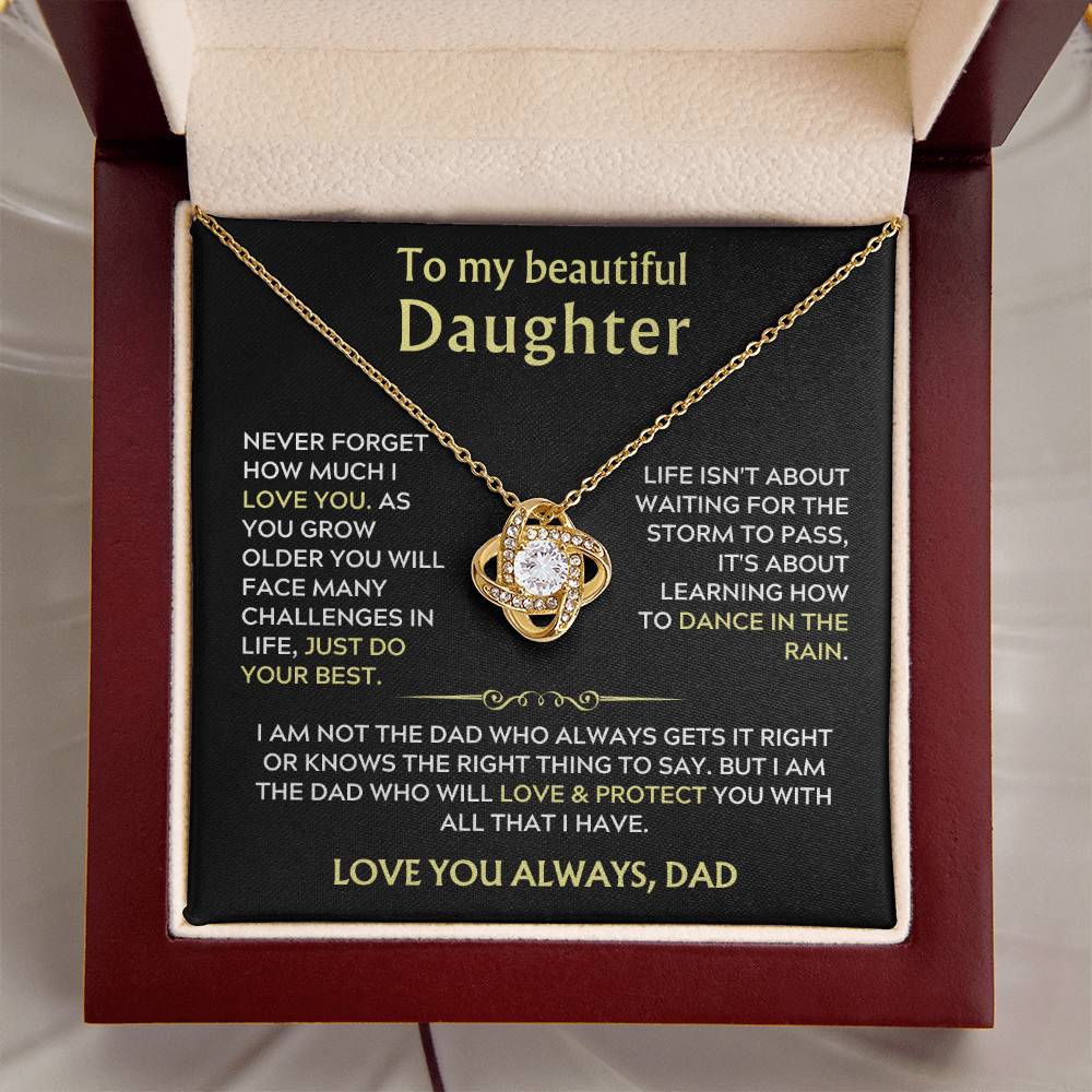 Dad to Daughter Love Knot Necklace Gift