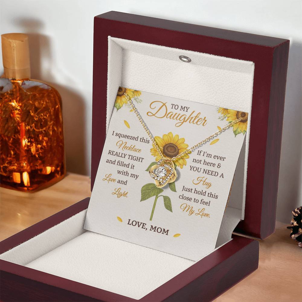Daughter Sunflower Love Knot Necklace Gift from Mom