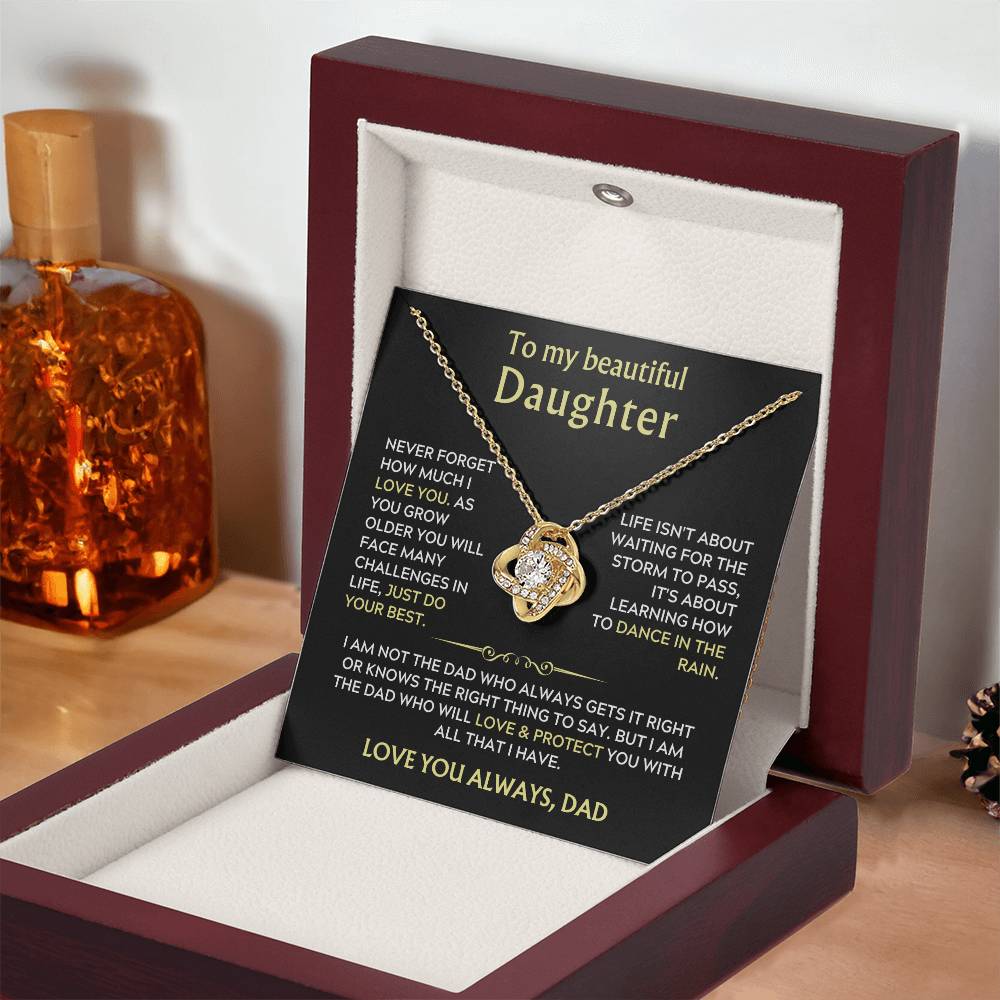 Dad to Daughter Love Knot Necklace Gift