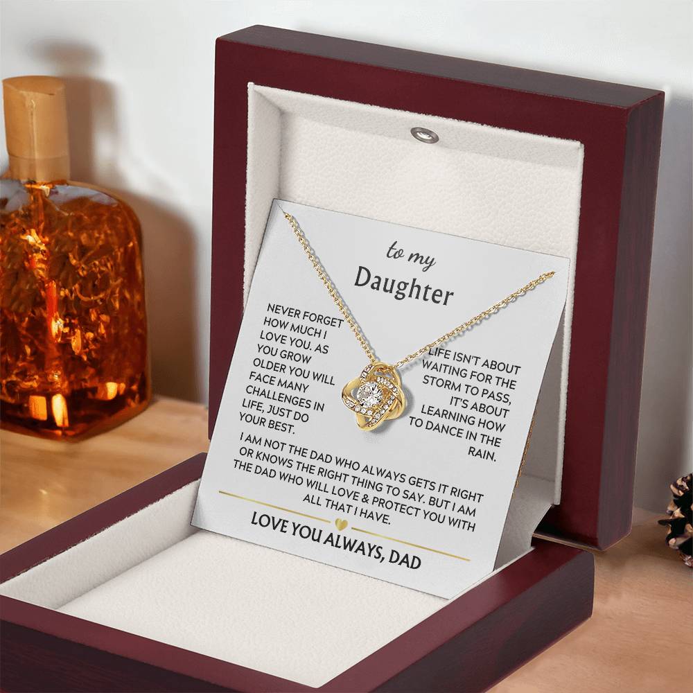 To Daughter from Dad Love Knot Necklace Gift