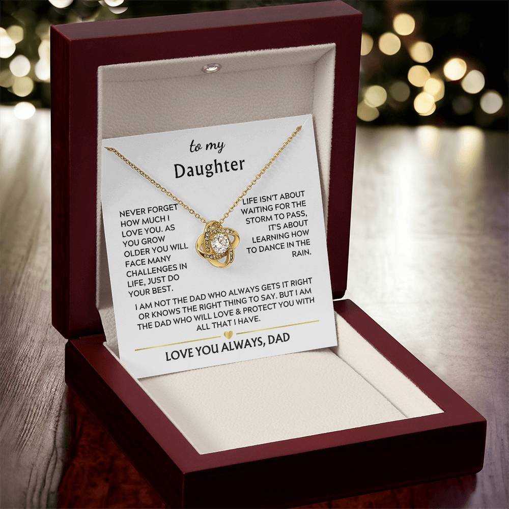 To Daughter from Dad Love Knot Necklace Gift