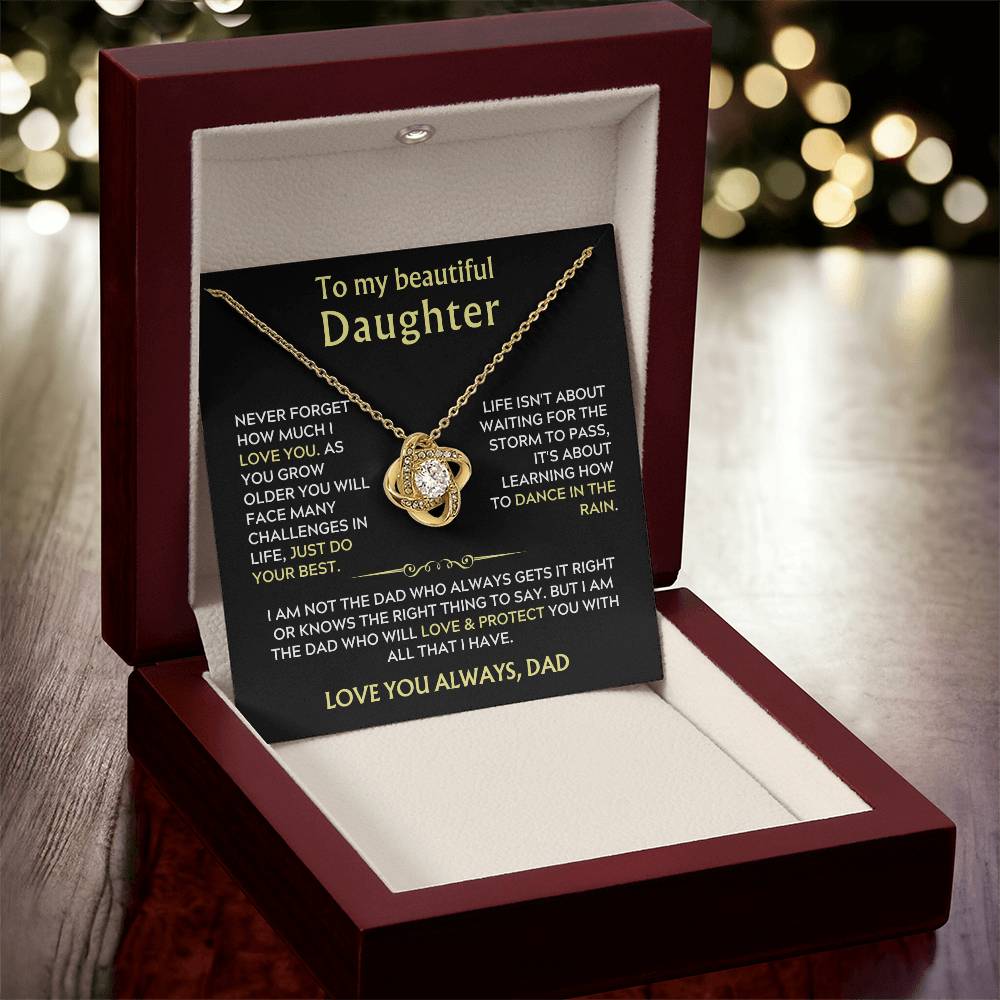 Dad to Daughter Love Knot Necklace Gift