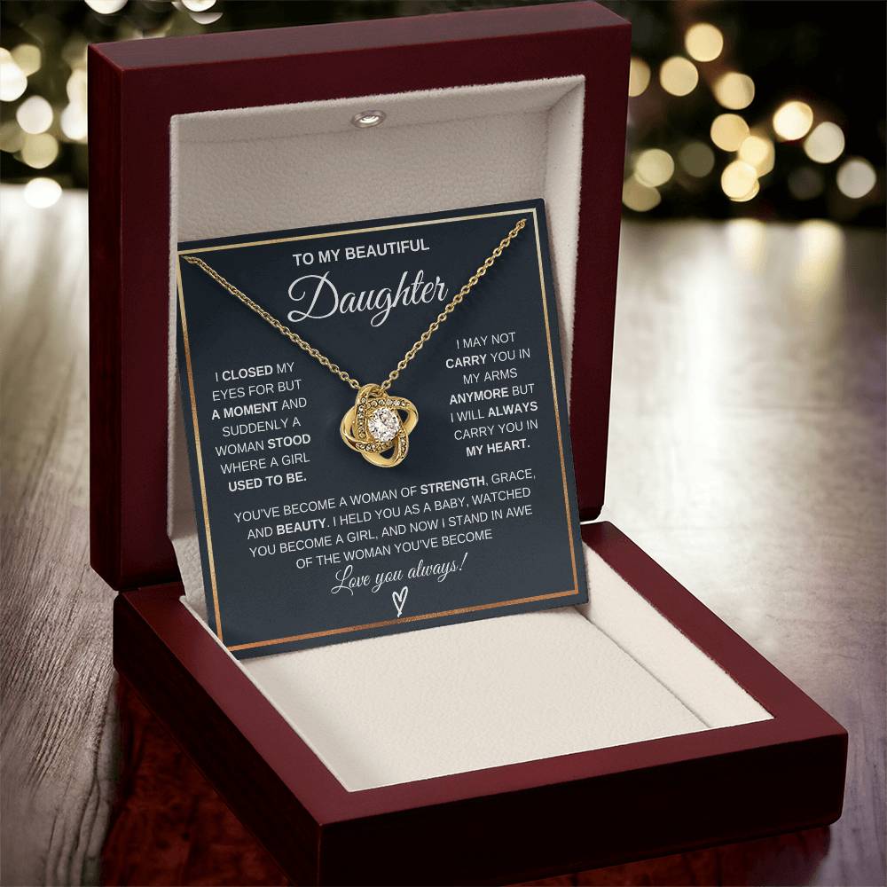 To My Daughter Love Knot Necklace
