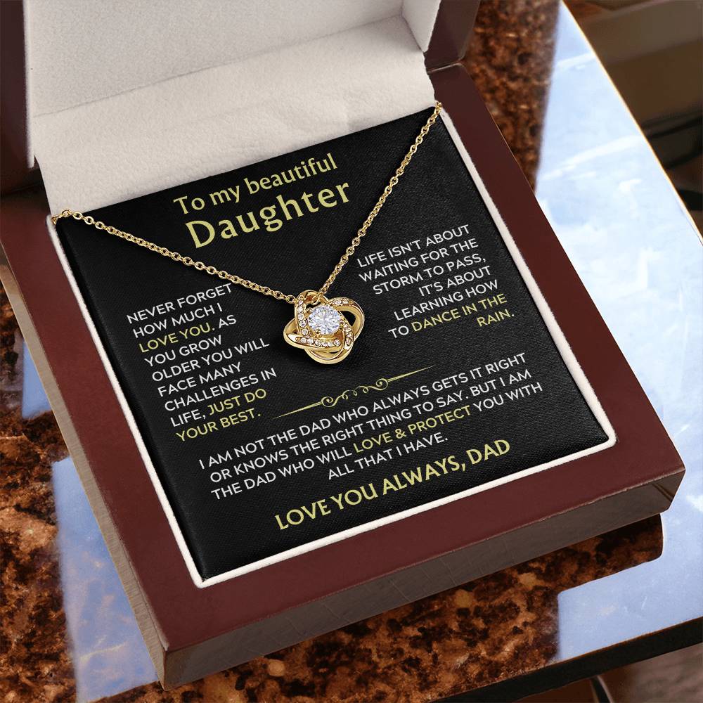 Dad to Daughter Love Knot Necklace Gift