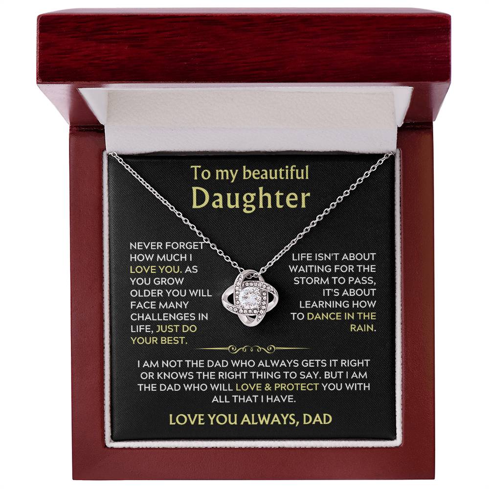 Dad to Daughter Love Knot Necklace Gift