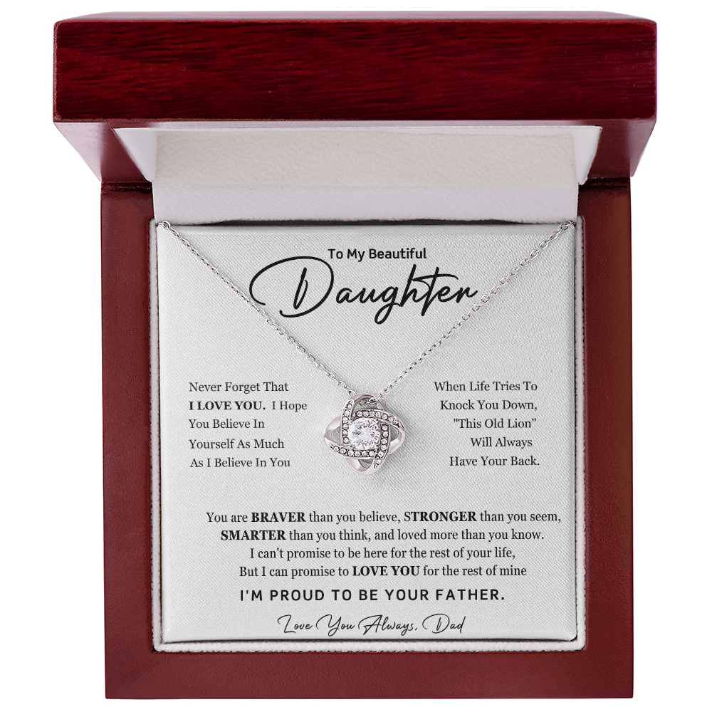 To My Daughter Love Knot Necklace