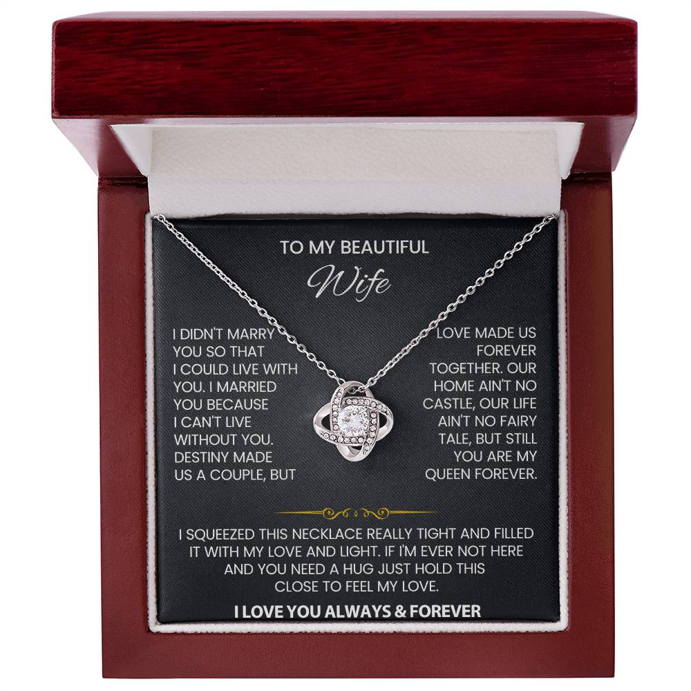 To My Beautiful Wife Love Knot Necklace