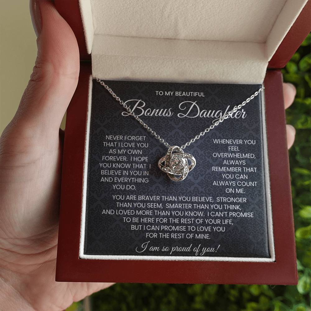 Bonus Daughter Love Knot Necklace Gift