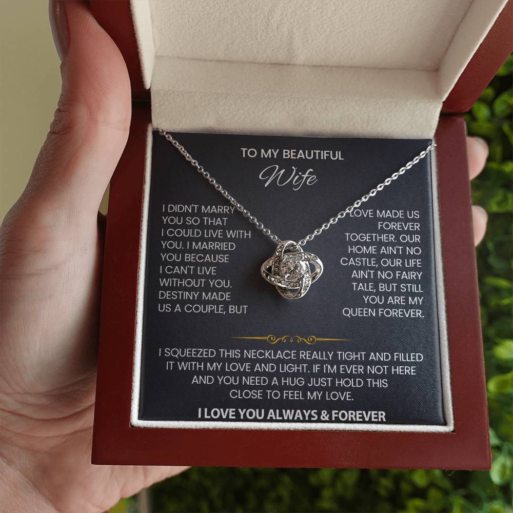 To My Beautiful Wife Love Knot Necklace