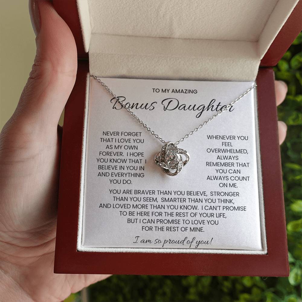 Bonus Daughter Love Knot Necklace Gift