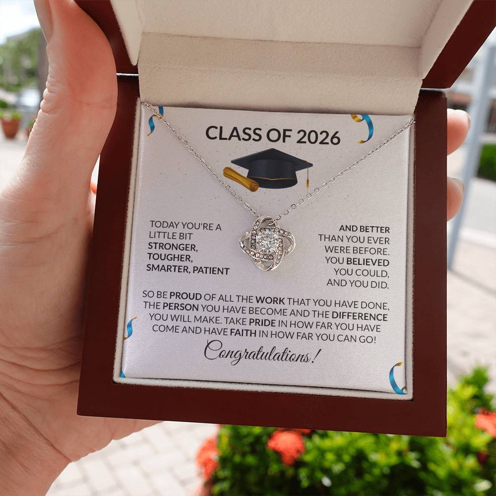 Class of 2026 Graduation Love Knot Necklace
