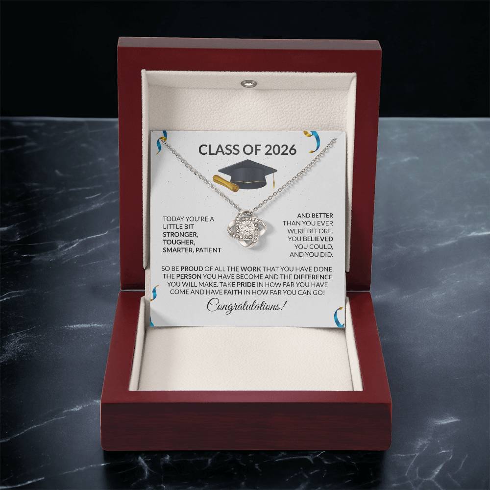 Class of 2026 Graduation Love Knot Necklace