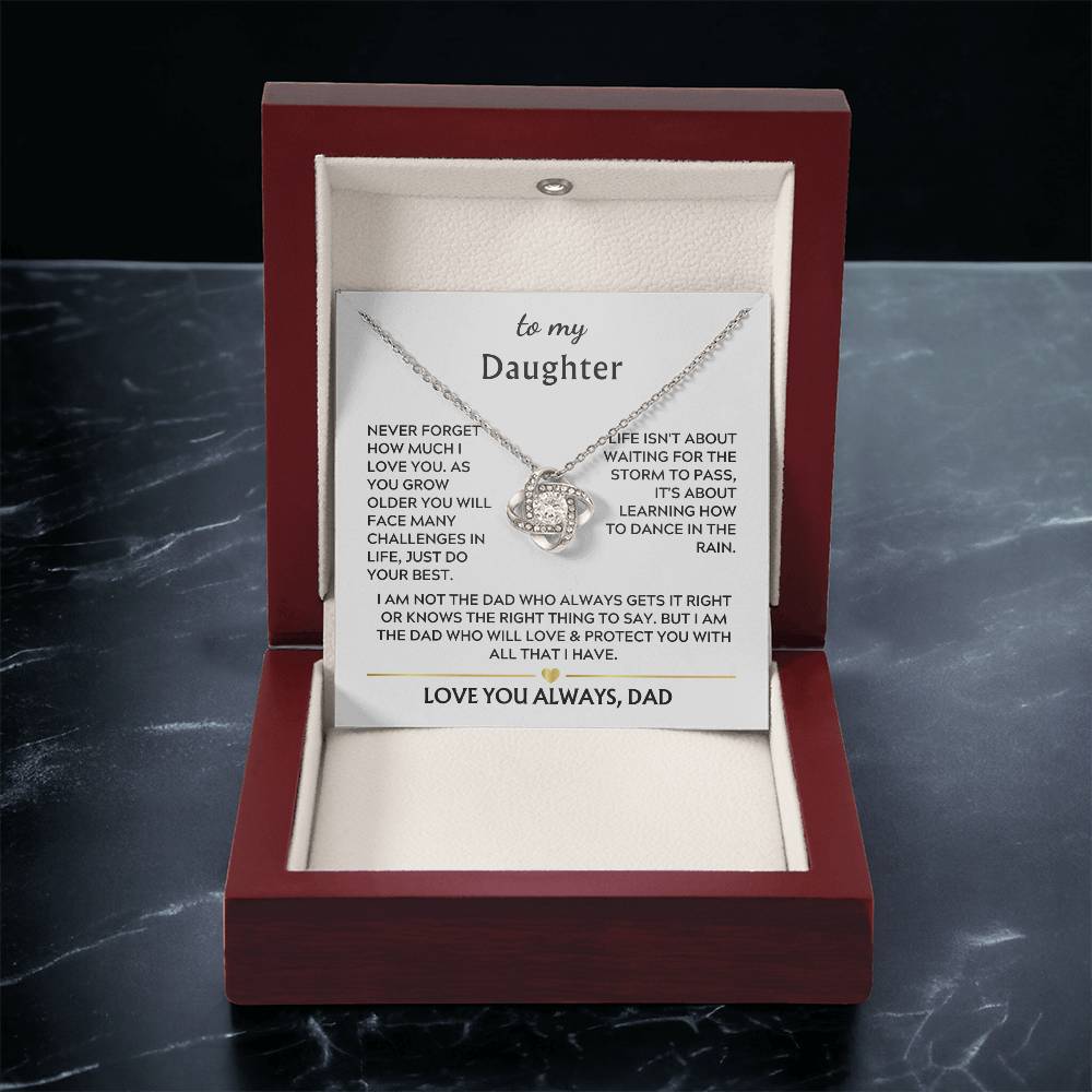To Daughter from Dad Love Knot Necklace Gift