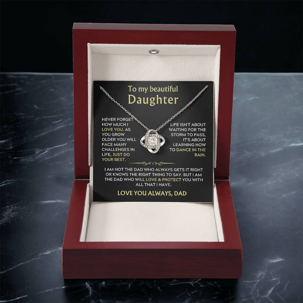 Dad to Daughter Love Knot Necklace Gift
