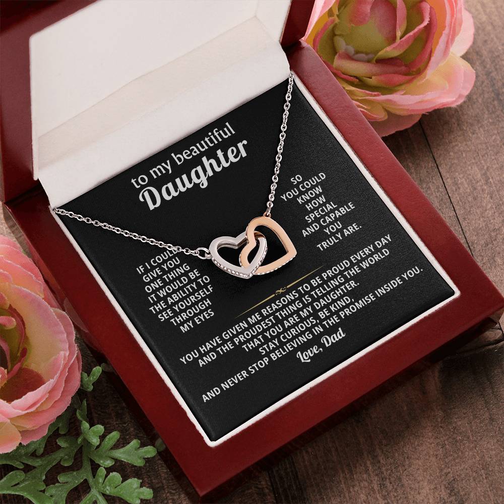 Daughter Interlocking Hearts Necklace Gift from Dad
