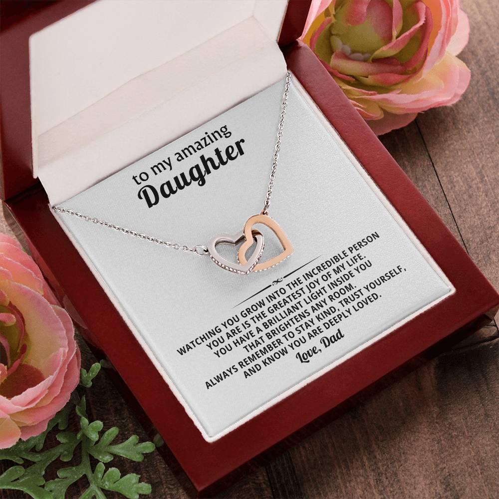 Daughter Interlocking Hearts Necklace Gift from Dad