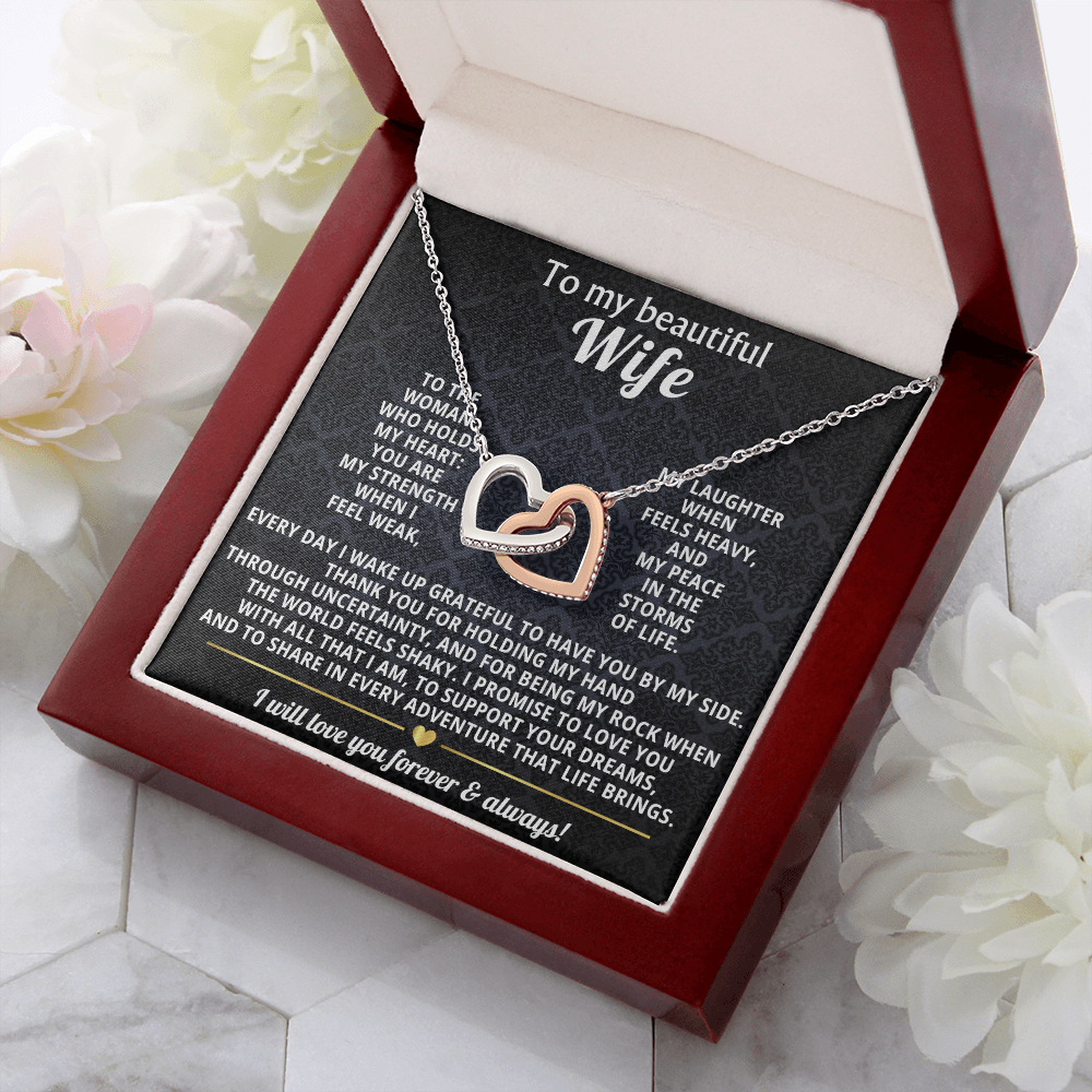 To My Wife Interlocking Hearts Necklace From Husband