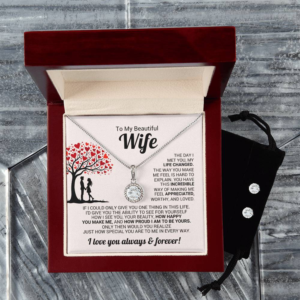 Wife Necklace & Earring Gift Set