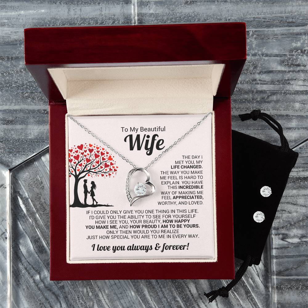 Wife Heart Necklace & Earring Set
