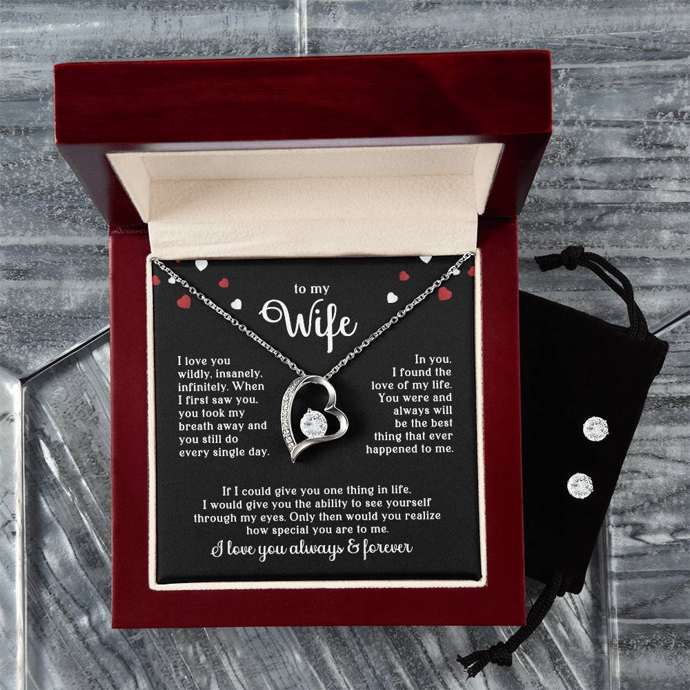 Wife Heart Necklace & Earring Set