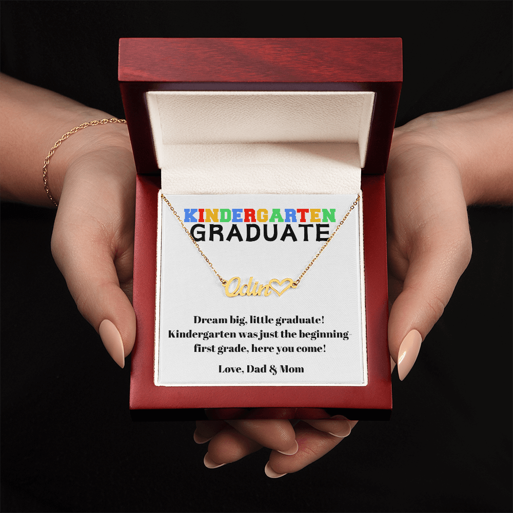 Graduation Name Necklace with Heart