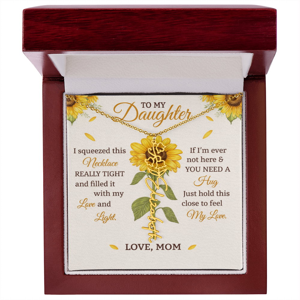 Personalized Sunflower Daughter Birth flower Name Birthday Necklace Gift