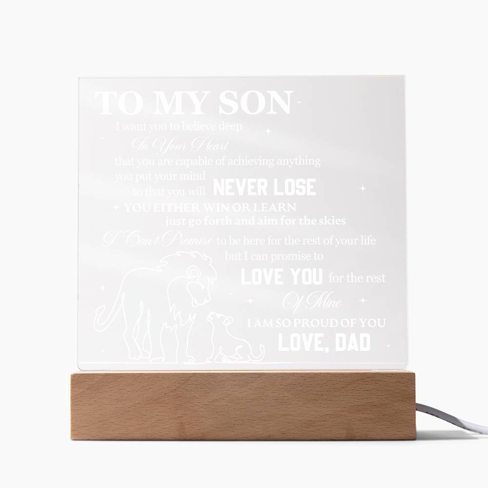 To My Son from Dad Acrylic Heart Plaque Gift