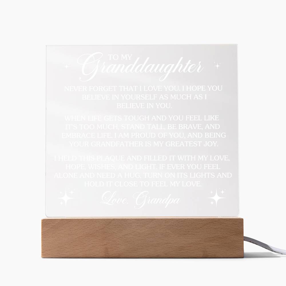 To My Granddaughter Acrylic Lighted Plaque