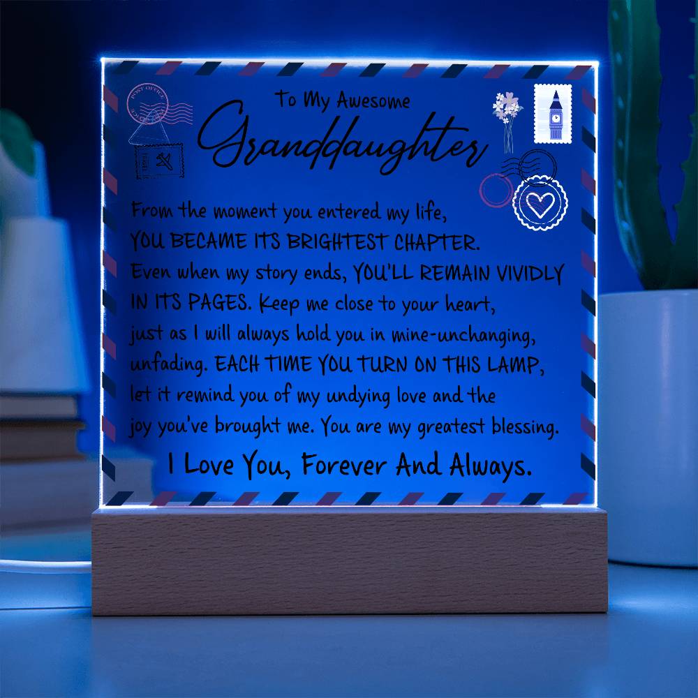 To My Granddaughter Acrylic Lighted Plaque