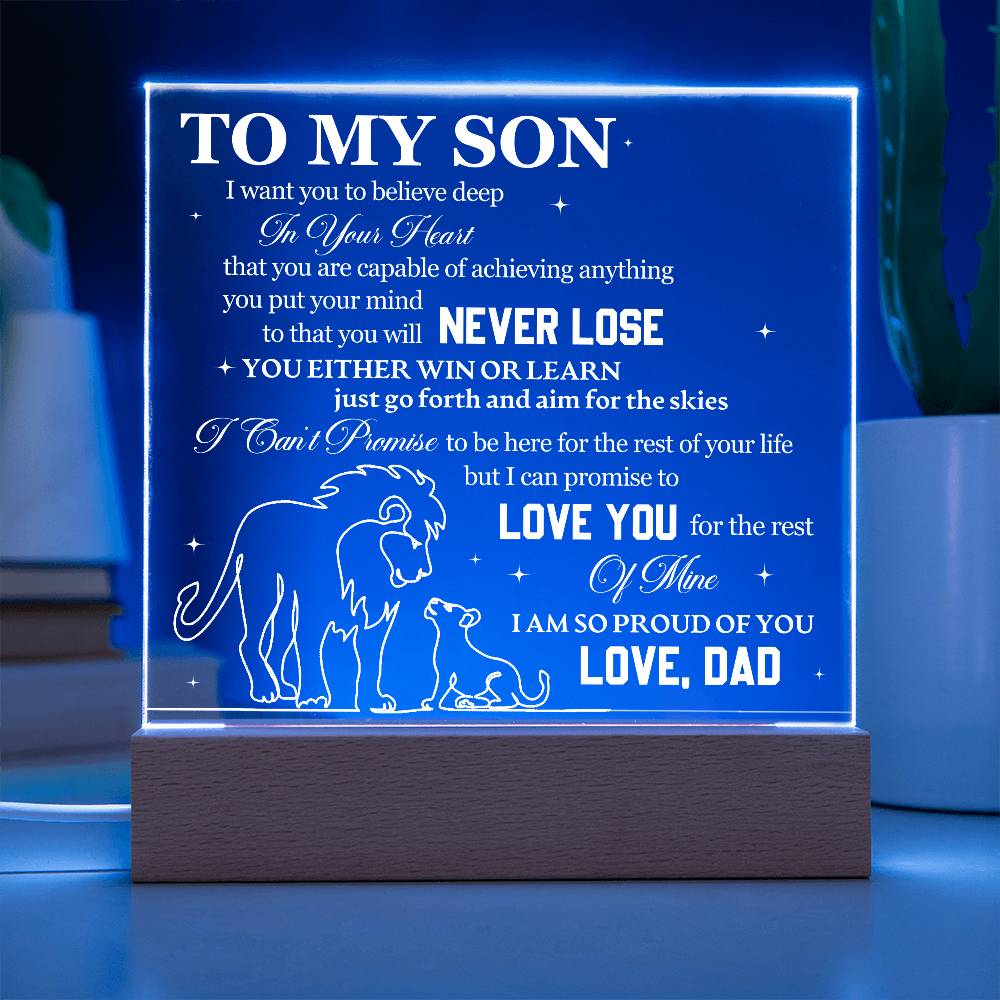 To My Son from Dad Acrylic Heart Plaque Gift