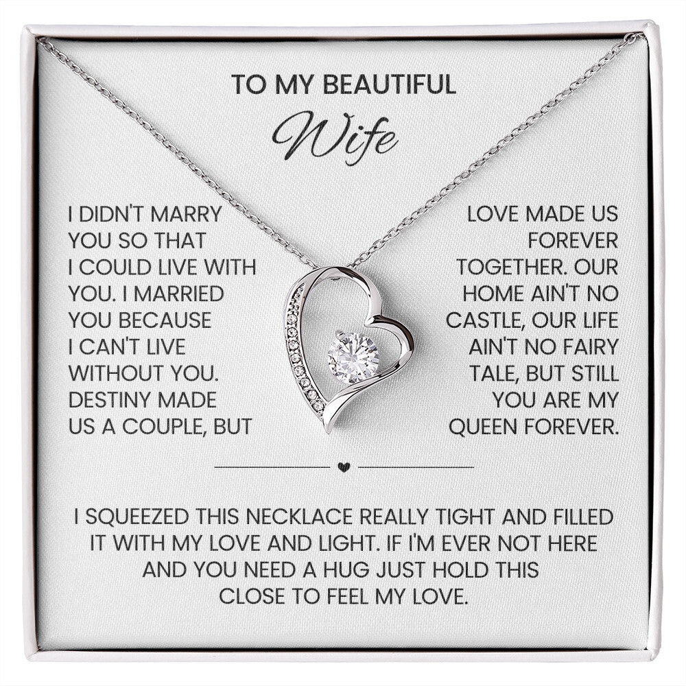 To My Beautiful Wife Heart Necklace