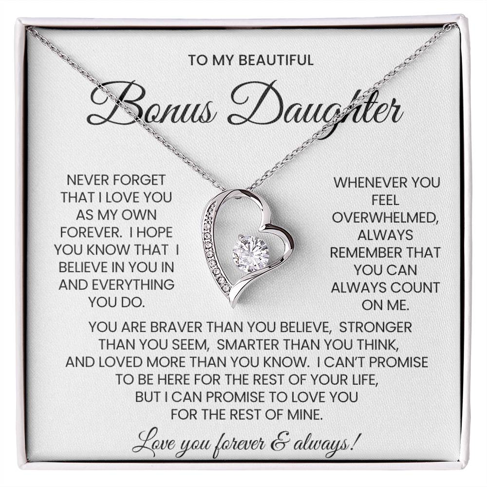 To My Bonus Daughter Forever Love Necklace Gift