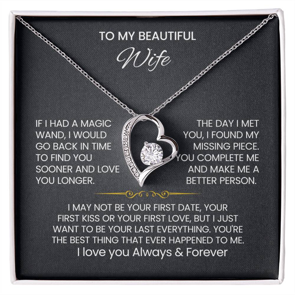 To My Beautiful Wife Heart Necklace