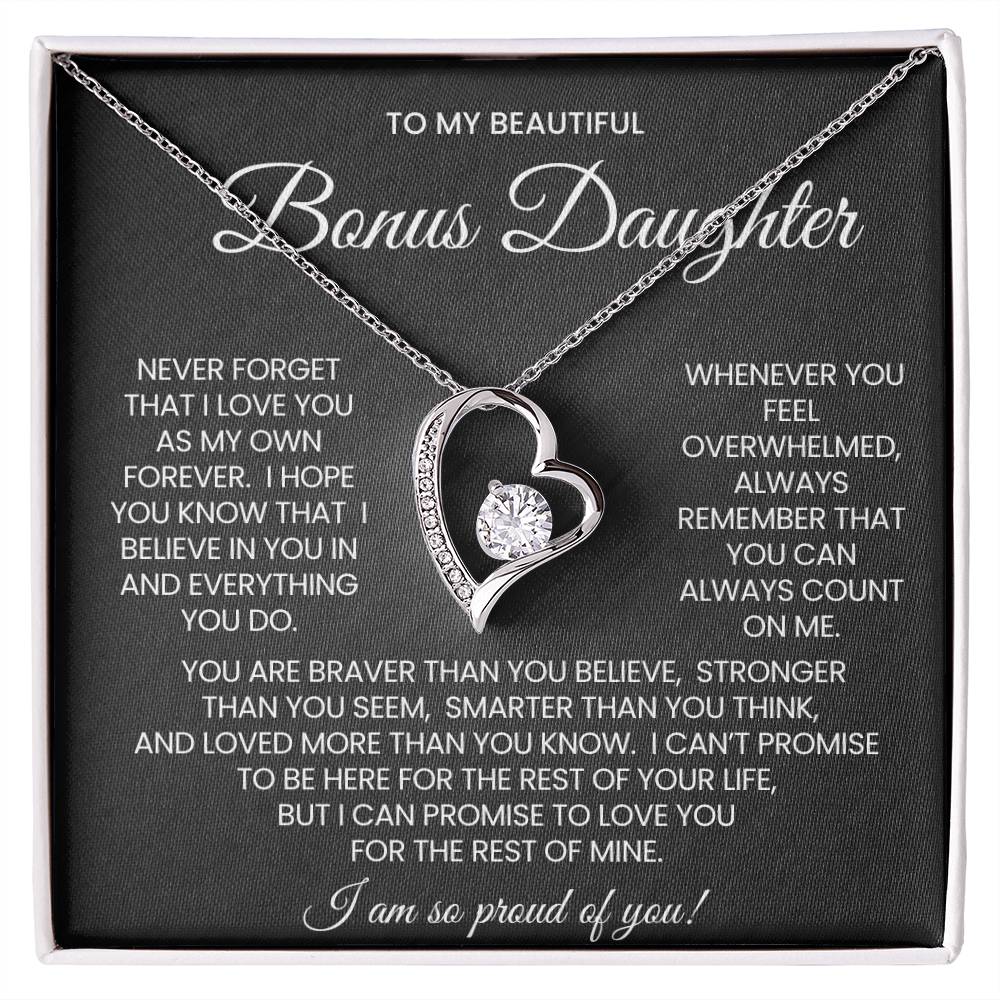 To My Bonus Daughter Forever Love Necklace Gift