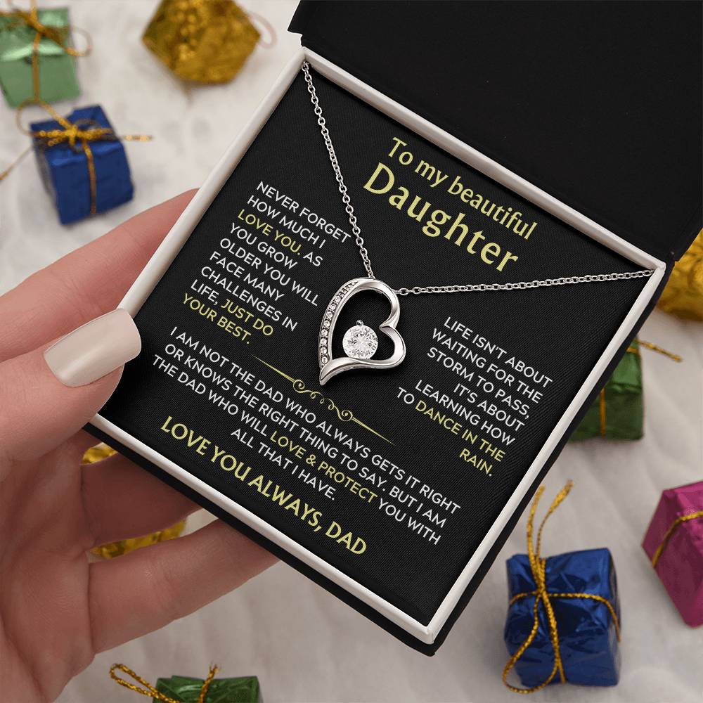 To My Daughter from Dad  Heart Necklace Gift