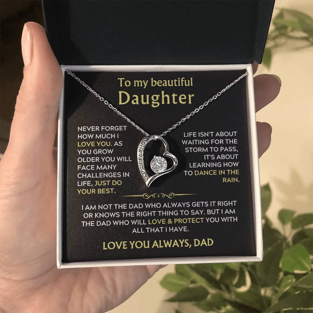 To My Daughter from Dad  Heart Necklace Gift