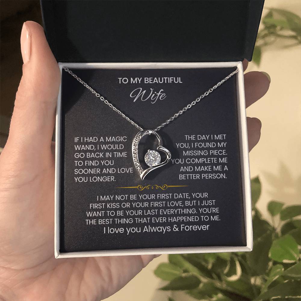 To My Beautiful Wife Heart Necklace