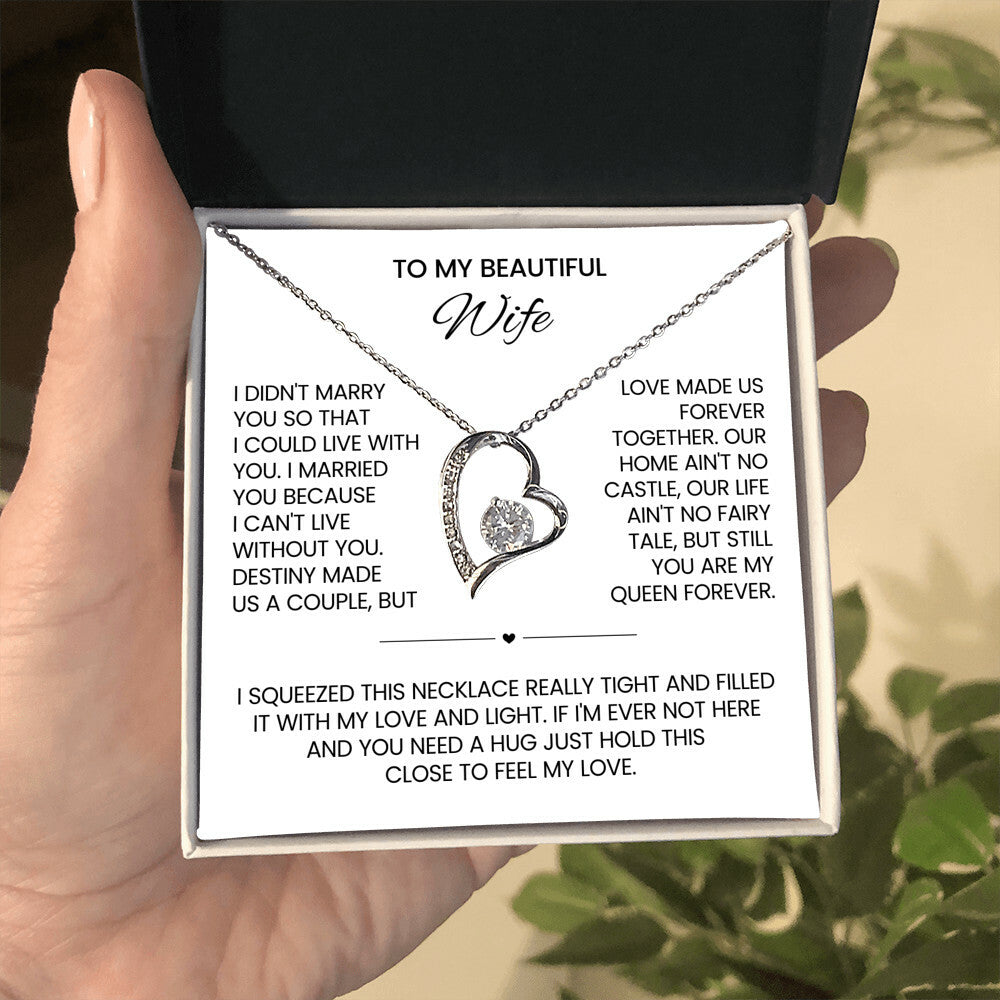 To My Beautiful Wife Heart Necklace