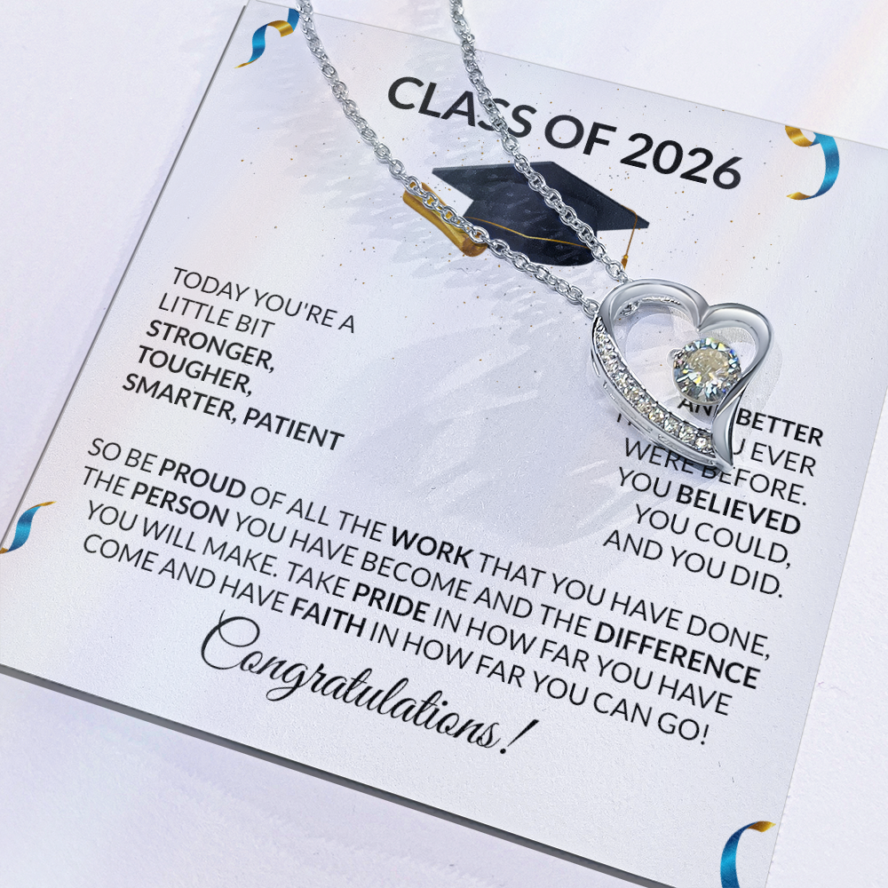 Class of 2026 Graduation Heart Necklace Gift