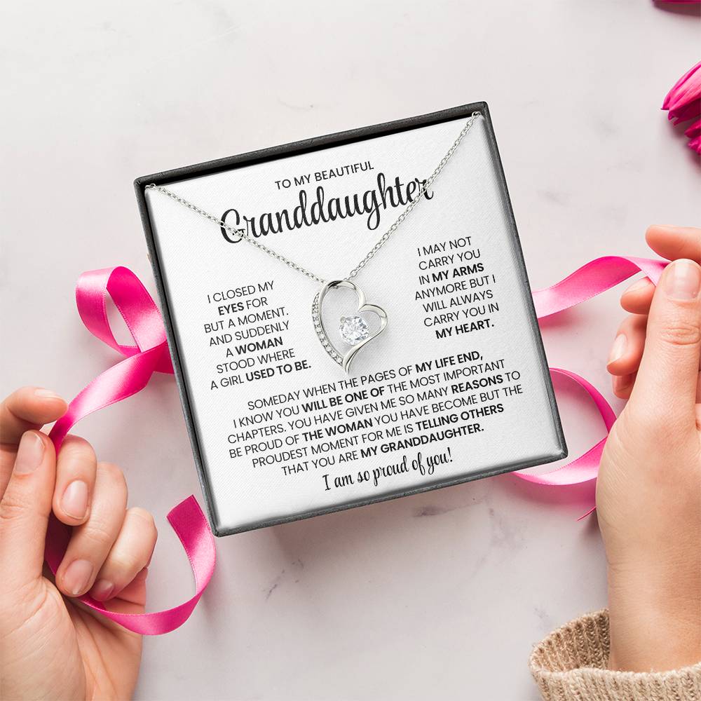 To My Granddaughter Forever Love Necklace Gift