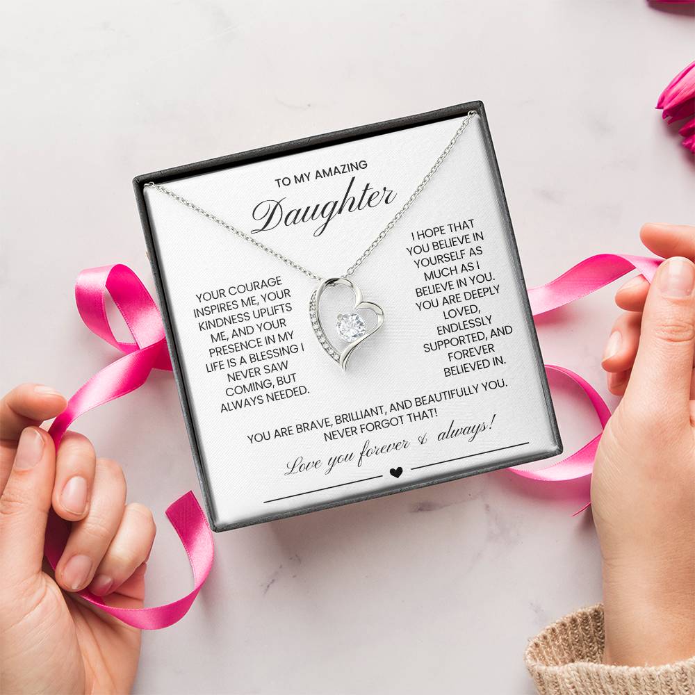 To My Daughter Forever Love Necklace Gift