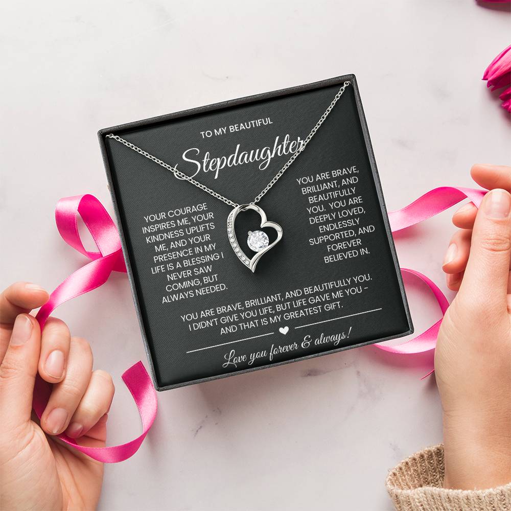 To My Stepddaughter Forever Love Necklace Gift